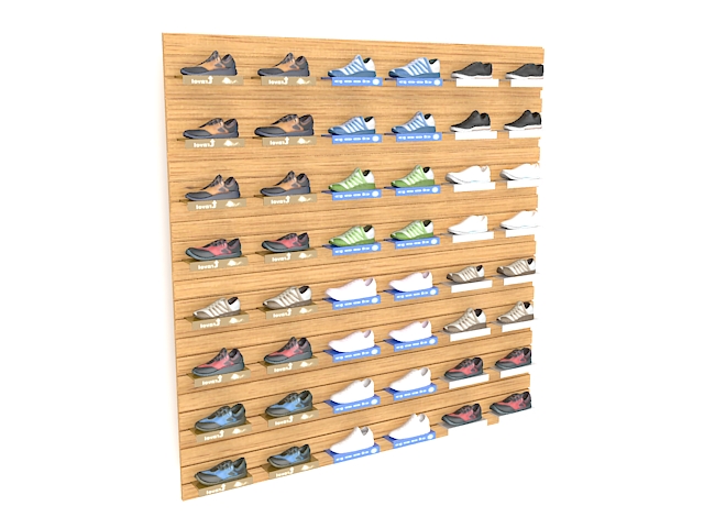 Shoe wall display 3d rendering