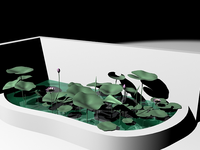 Garden pond with water lotus 3d rendering