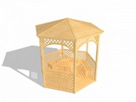 Outdoor wooden gazebos and shade structures 3d preview