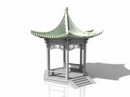 Chinese hexagon pavilion 3d model preview