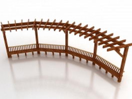 Wooden pergola 3d model preview