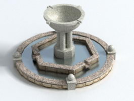 Large natural stone fountain 3d model preview