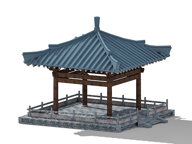 Chinese garden pavilion 3d rendering