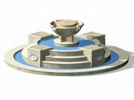 Round fountain with step 3d model preview