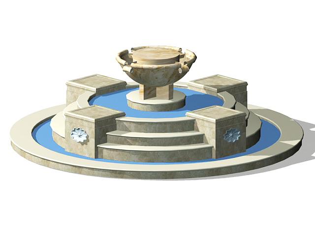 Round fountain with step 3d rendering
