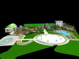 Small park landscaping ideas 3d model preview