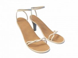 White sandals for girls 3d model preview