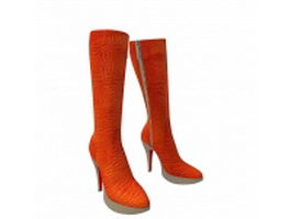 Orange high heel boots 3d model preview