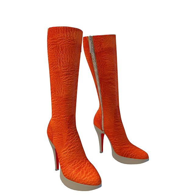 Orange high heel boots 3d rendering