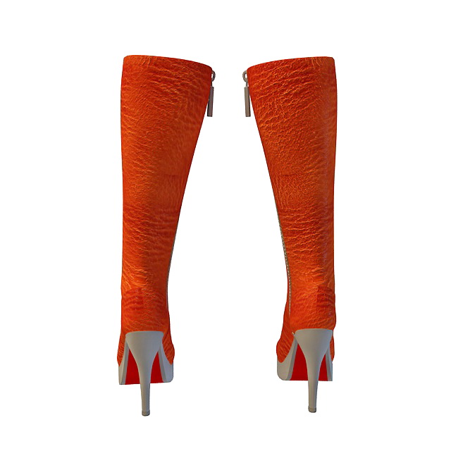 Orange high heel boots 3d rendering