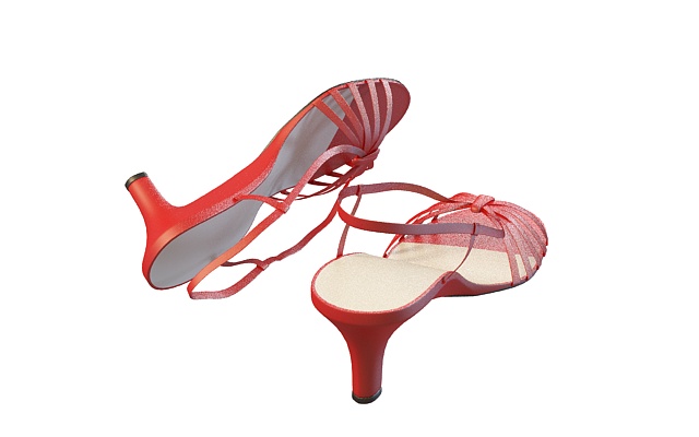 Red strappy sandals 3d rendering