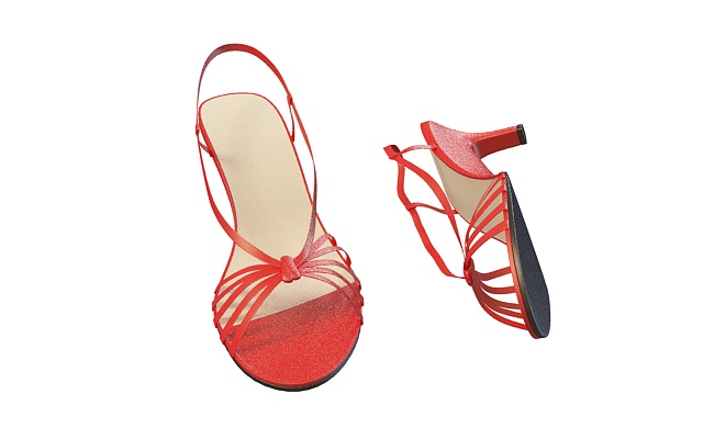 Red strappy sandals 3d rendering