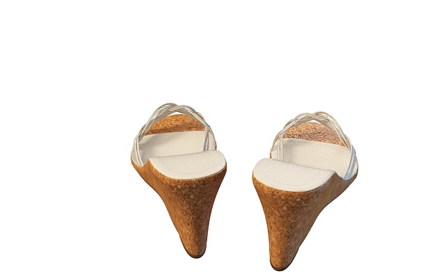 Wedge heels slippers sandals 3d rendering