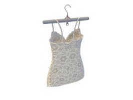 White embroidery camisole 3d model preview
