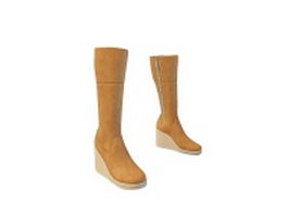 Wedge heeled knee high boots 3d preview