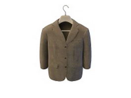 Mens grey wool suit 3d model preview