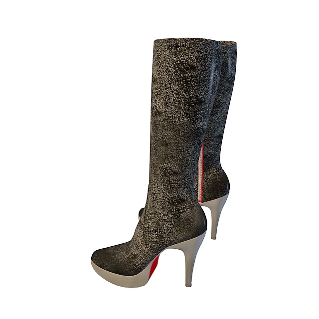 Black high heel boot 3d rendering