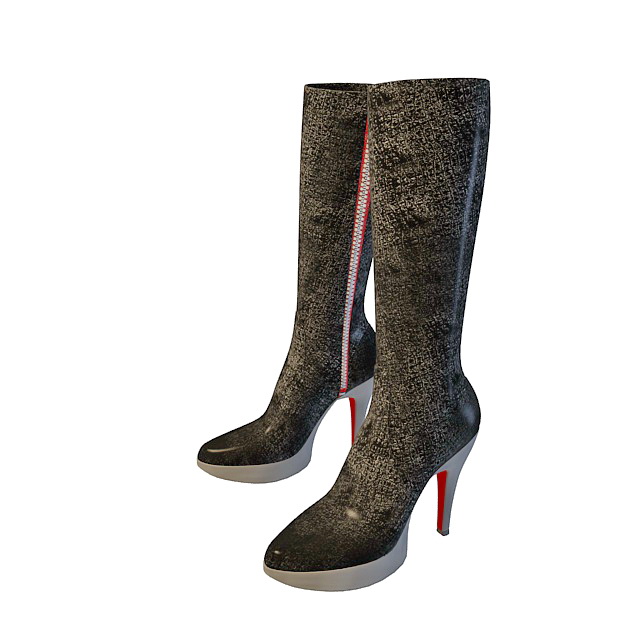 Black high heel boot 3d rendering
