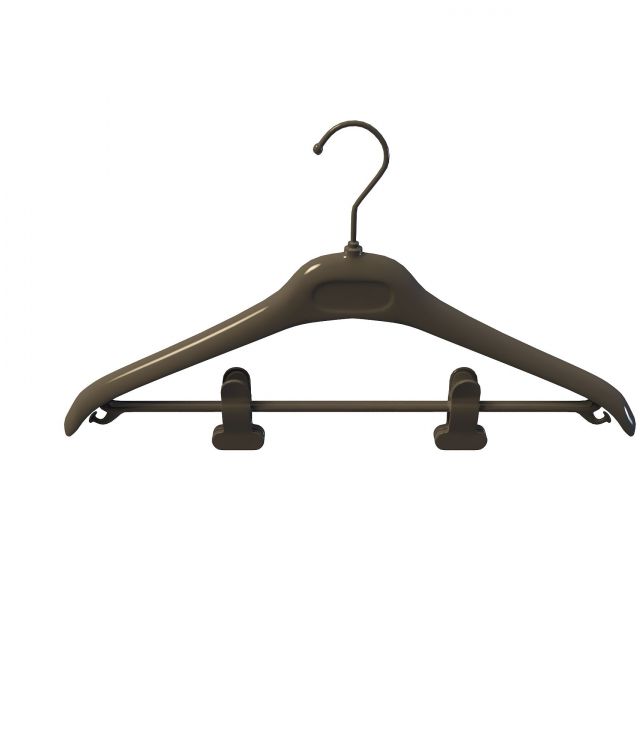 Clothes hanger with clamps 3d rendering