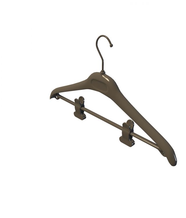 Clothes hanger with clamps 3d rendering