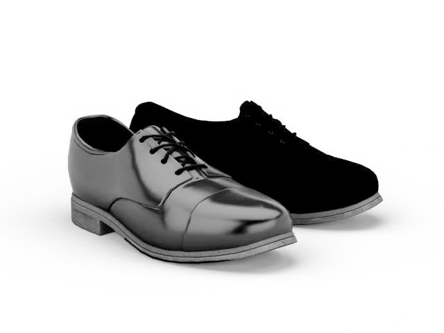 Black leather shoes 3d rendering