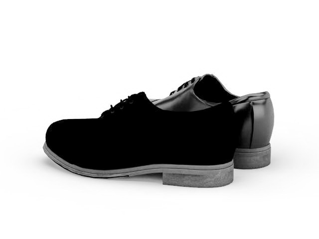 Black leather shoes 3d rendering