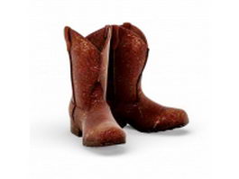 Old vintage cowboy boots 3d model preview