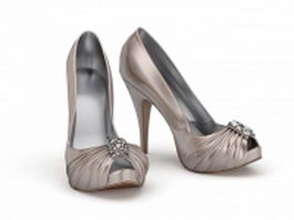 High heeled court shoes 3d model preview