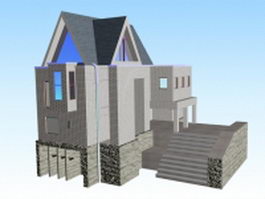 Modern house architecture 3d model preview