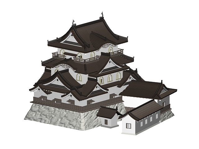 Hikone Castle 3d rendering