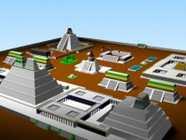 Futuristic architecture buildings 3d model preview