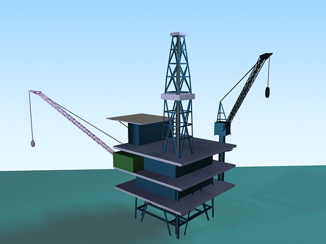 Offshore oil platform 3d rendering