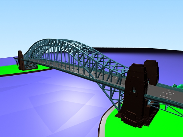 Tied-arch bridge 3d rendering