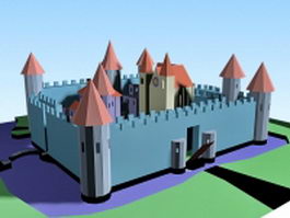 Cartoon medieval castle 3d model preview