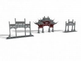 Decorated paifang 3d preview