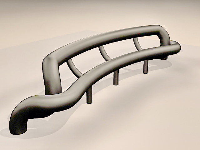 Steel tube bench 3d rendering