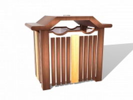 Wood recycle bin trash can 3d preview