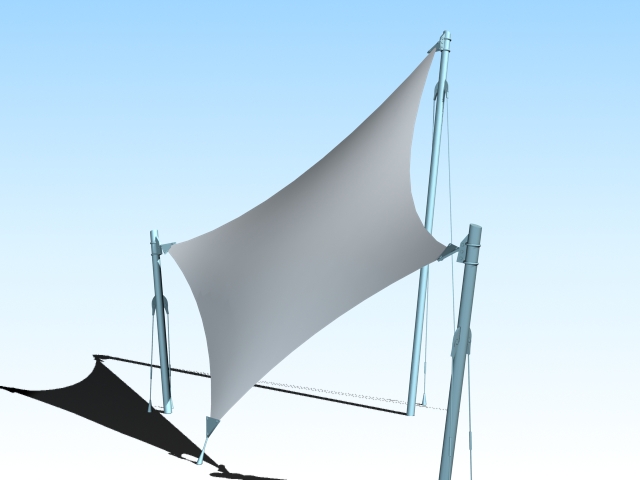 Tensile fabric canopy 3d rendering