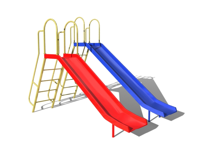 Playground equipment slides 3d rendering