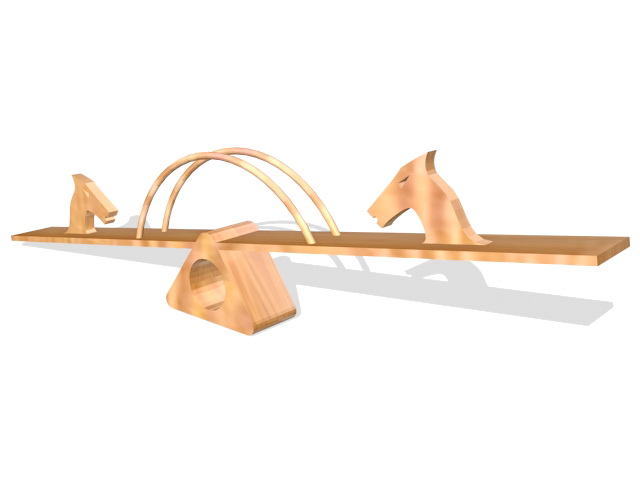 Toddler wooden seesaw 3d rendering