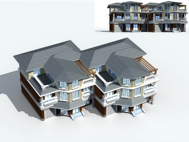 Row house design 3d rendering