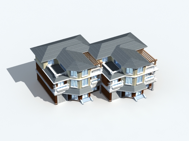 Row house design 3d rendering