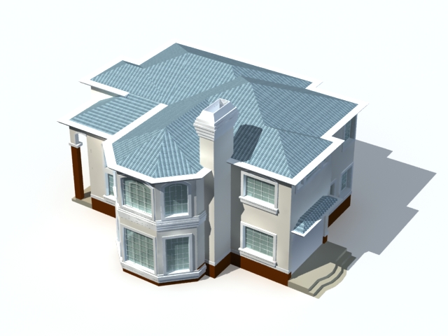 Modern two-storey house 3d rendering