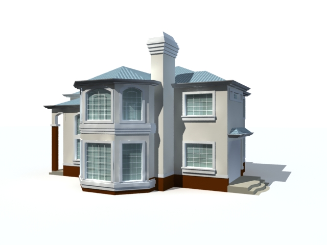 Modern two-storey house 3d rendering