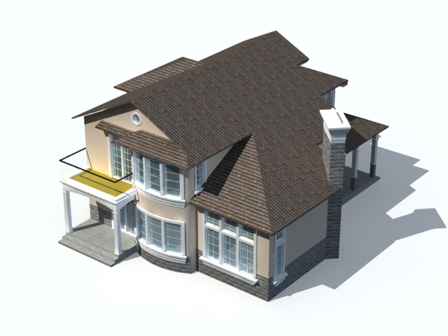 Ranch-style house 3d rendering