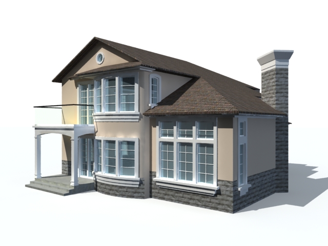 Ranch-style house 3d rendering