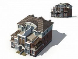Three storey townhouse 3d model preview