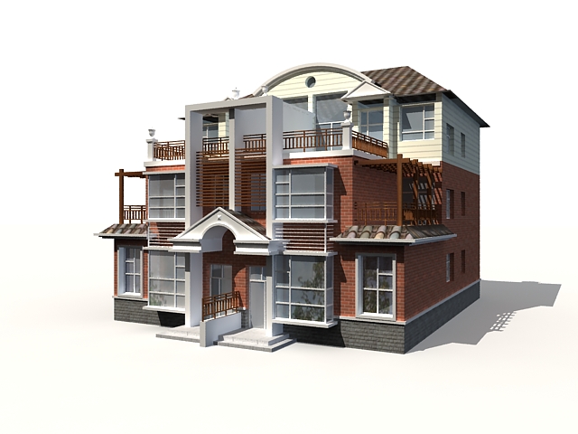 Three storey townhouse 3d rendering