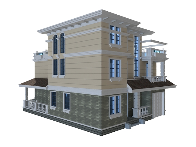 Modern Chinese house 3d rendering