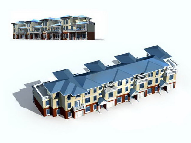 Townhome row houses 3d rendering